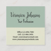 プロフェッショナル企業のモダンセージグリーン スクエア名刺 (裏面)