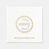 プロフェッショナル企業のロゴの追加ホワイト金ゴールド スタンダードカクテルナプキン (正面)
