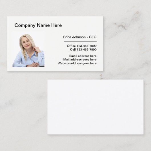 プロフェッショナル企業の写真テンプレート名刺 名刺 (正面/裏面)