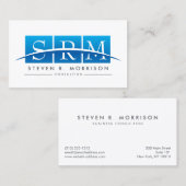 プロフェッショナル企業の様式化モノグラム青 名刺 (正面/裏面)