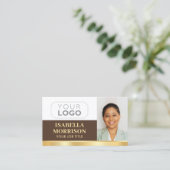 プロフェッショナル企業ロゴQRブラウンゴールド 名刺 (スタンド正面)