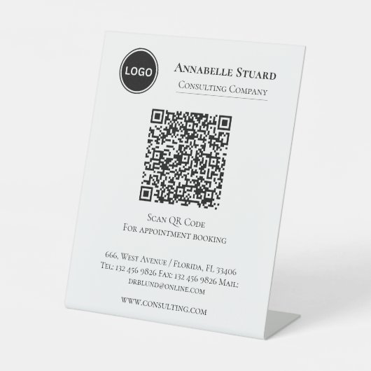 プロフェッショナル企業予約QRコード 台座サイン (正面)