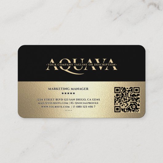 プロフェッショナル会社ブラックフェイク金ゴールドモダン 名刺 (裏面)