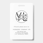 プロフェッショナル会社ブラックロゴ従業員の写真ID バッジ (Back)