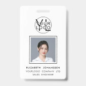 プロフェッショナル会社ブラックロゴ従業員の写真ID バッジ (Front)