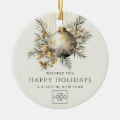 プロフェッショナル会社ロゴエレガントカスタムクリスマス セラミックオーナメント (正面)