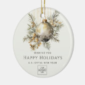 プロフェッショナル会社ロゴエレガントカスタムクリスマス セラミックオーナメント (左)