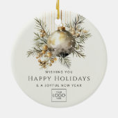 プロフェッショナル会社ロゴエレガントカスタムクリスマス セラミックオーナメント (裏面)