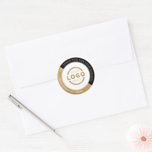 プロフェッショナル会社ロゴ金ゴールドありがとう ラウンドシール (封筒)