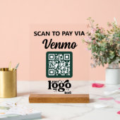 プロフェッショナル会社ロゴQRコードビジネスグリーン アクリルサイン (ウェディング)