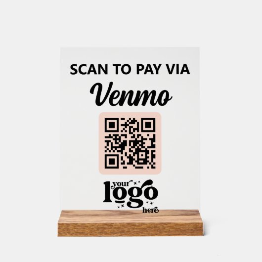 プロフェッショナル会社ロゴQRコードビジネスピンク アクリルサイン (正面)