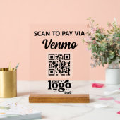 プロフェッショナル会社ロゴQRコードビジネスピンク アクリルサイン (ウェディング)