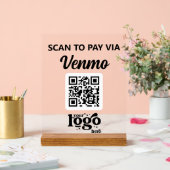 プロフェッショナル会社ロゴQRコードビジネスホワイト アクリルサイン (ウェディング)