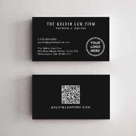 プロフェッショナル会社ロゴQRコード社員ブラック 名刺