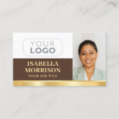 プロフェッショナル会社ロゴQRブラウン金ゴールド 名刺 (正面)