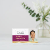 プロフェッショナル会社ロゴQRプラム金ゴールド 名刺 (スタンド正面)