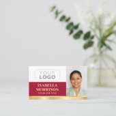 プロフェッショナル会社ロゴQRレッド金ゴールド 名刺 (スタンド正面)