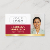 プロフェッショナル会社ロゴQRレッド金ゴールド 名刺 (正面)