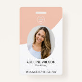 プロフェッショナル会社企業のロゴ写真IDピンク バッジ (正面)