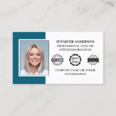 プロフェッショナル会社社員カスタムの写真ティール(緑がかった色) 名刺 (正面)
