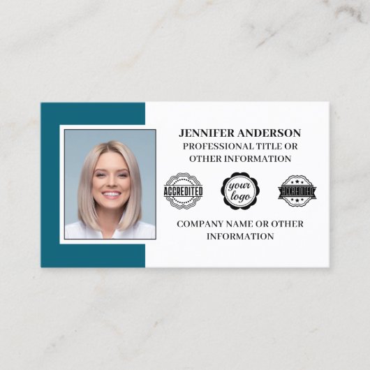 プロフェッショナル会社社員カスタムの写真ティール（緑がかった色） 名刺 (正面)