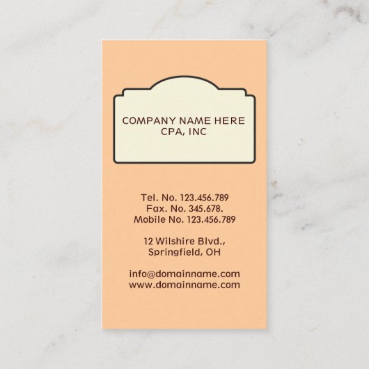 プロフェッショナル会計士ヴィンテージ名刺 名刺 (裏面)