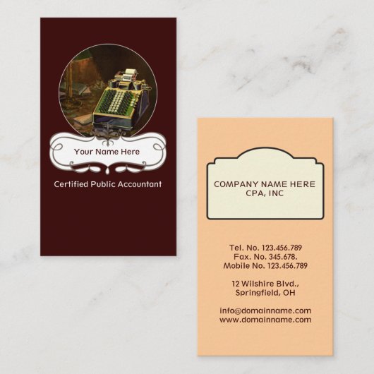 プロフェッショナル会計士ヴィンテージ名刺 名刺 (正面/裏面)