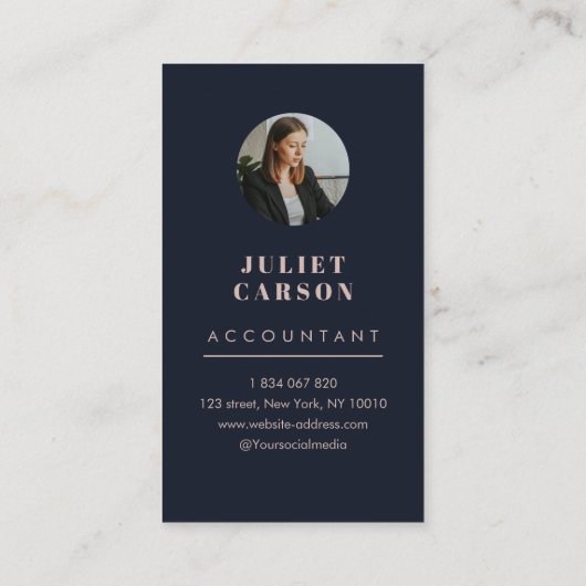 プロフェッショナル会計士Archフォト赤面ピンク 名刺 (裏面)