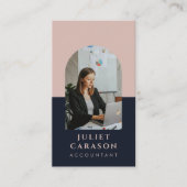 プロフェッショナル会計士Archフォト赤面ピンク 名刺 (正面)