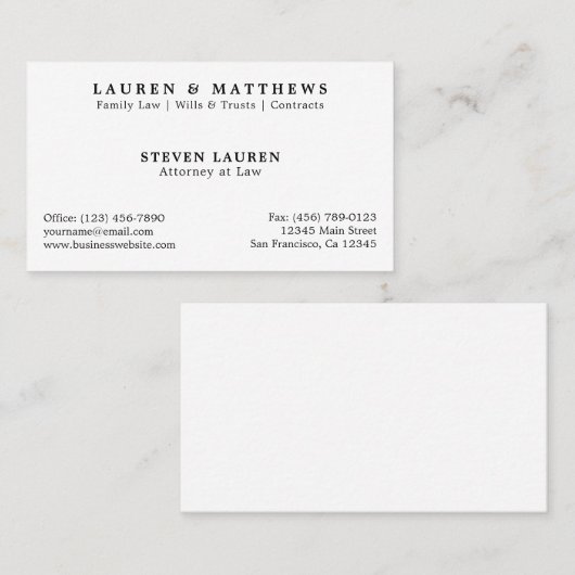 プロフェッショナル伝統的白黒クラシック 名刺 (正面/裏面)