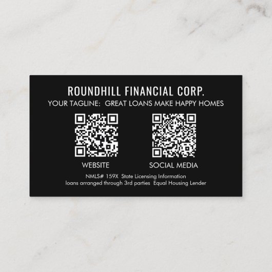 プロフェッショナル住宅ローン写真ロゴQRコード 名刺 (裏面)