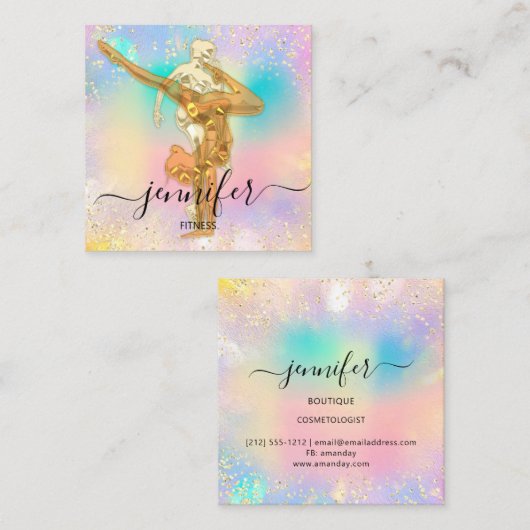 プロフェッショナル体フィットネスダンスグリッター自筆証書 スクエア名刺 (正面/裏面)