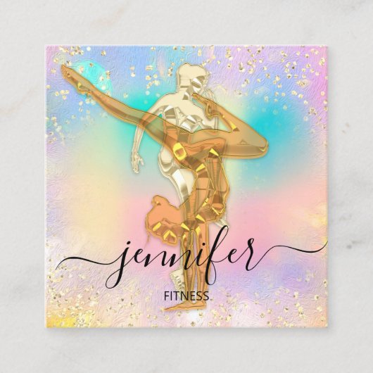 プロフェッショナル体フィットネスダンスグリッター自筆証書 スクエア名刺 (正面)