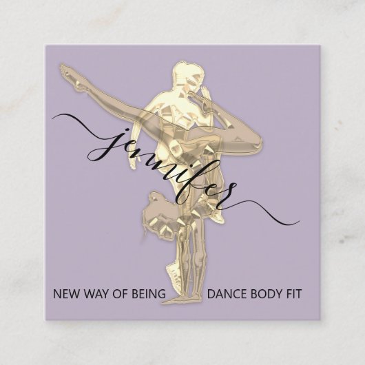 プロフェッショナル体フィットネスダンスソファQRCODE金ゴールド スクエア名刺 (正面)