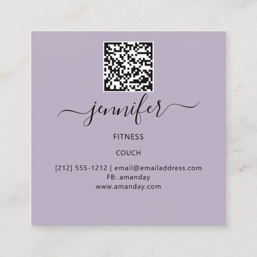 プロフェッショナル体フィットネスダンスソファQRCODE金ゴールド スクエア名刺 (裏面)