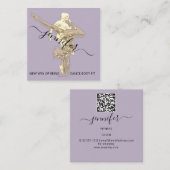 プロフェッショナル体フィットネスダンスソファQRCODE金ゴールド スクエア名刺 (正面/裏面)