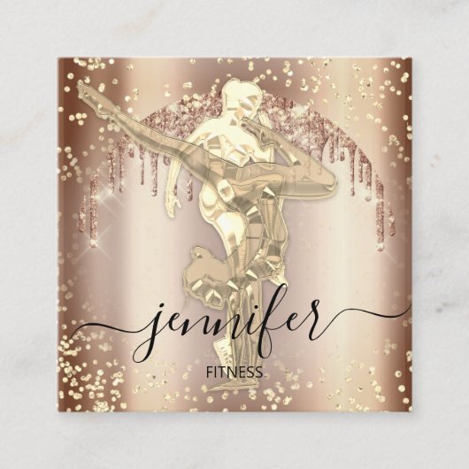 プロフェッショナル体フィットネスダンスバラ金ゴールド学校 スクエア名刺 (正面)