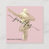 プロフェッショナル体フィットネスダンス金ゴールドカウチピンク スクエア名刺 (正面)