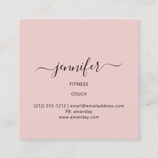 プロフェッショナル体フィットネスダンス金ゴールドカウチピンク スクエア名刺 (裏面)
