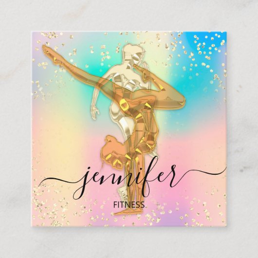 プロフェッショナル体フィットネスダンス金ゴールド自筆証書 スクエア名刺 (正面)