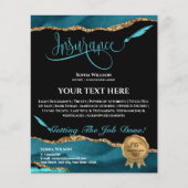 プロフェッショナル保険募集人ティール(緑がかった色)アゲートフライフライヤー チラシ (正面)