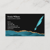 プロフェッショナル保険募集人ティール（緑がかった色）庁金ゴールド 名刺 (裏面)