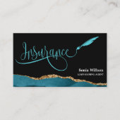 プロフェッショナル保険募集人ティール（緑がかった色）庁金ゴールド 名刺 (正面)