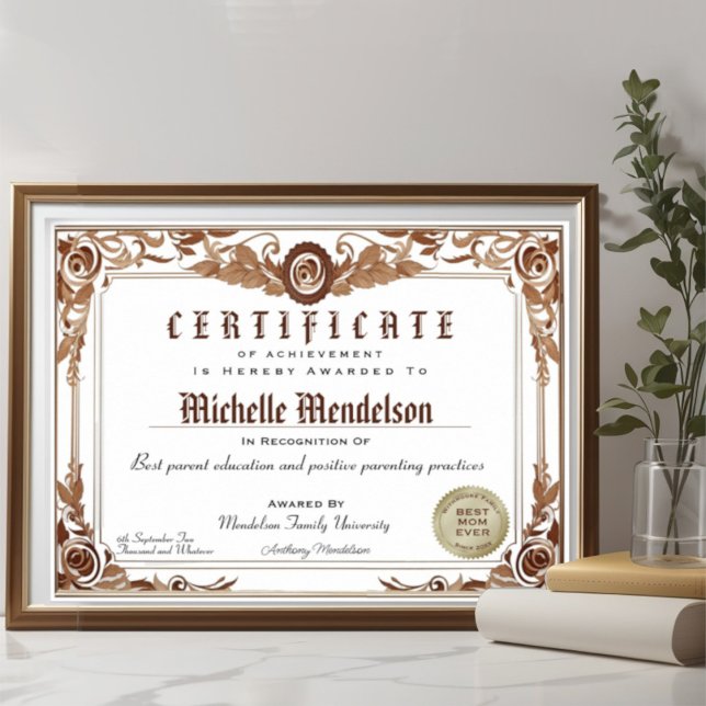 プロフェッショナル偽クラシック証書 (Cute and elegant floral frame border certifique diploma.)
