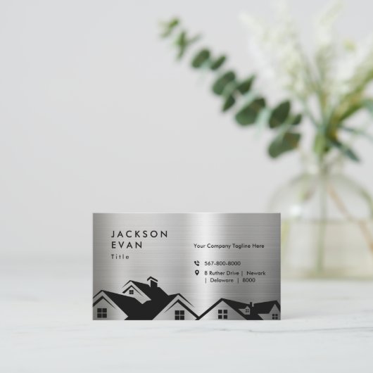 プロフェッショナル光沢のあるシルバールーフィング建築 名刺 (スタンド正面)