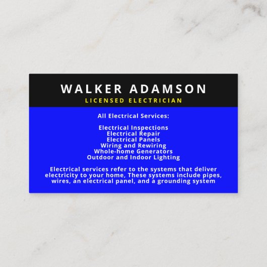 プロフェッショナル免許電気工事士の名刺 名刺 (裏面)