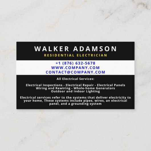 プロフェッショナル免許電気工事士の名刺 名刺 (裏面)