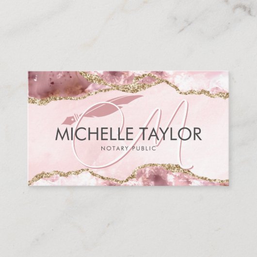 プロフェッショナル公証人モダンモノグラムタイポグラフィ 名刺 (正面)