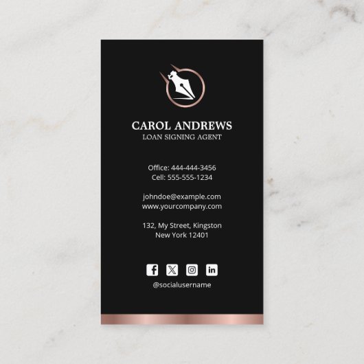 プロフェッショナル公証人ローン署名エージェントコンサルタント 名刺 (裏面)