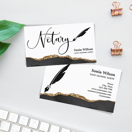 プロフェッショナル公証人ローン署名エージェントブラック金ゴールド 名刺